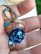 Load image into Gallery viewer, Electroformed Lampworked Glass Acorn - Dappled Caribbean Blue - Minxes&#39; Trinkets