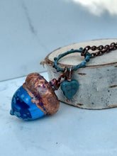 Load image into Gallery viewer, Electroformed Lampworked Glass Acorn - Dappled Caribbean Blue - Minxes&#39; Trinkets