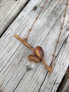 Quartz Acorn Oak Twig Necklace - 1 - Minxes' Trinkets
