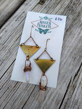 Load image into Gallery viewer, Triangle Aura Quartz Earrings - Minxes&#39; Trinkets