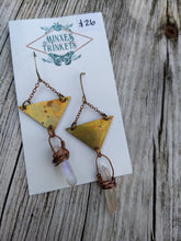 Load image into Gallery viewer, Triangle Aura Quartz Earrings - Minxes&#39; Trinkets