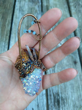 Load image into Gallery viewer, Mermaid Amulet - Electroformed Aura Quartz, Druzy Moon, and Ammonite - Minxes&#39; Trinkets