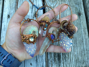 Mermaid Amulet - Ammonite, Spirit Quartz, Amethyst - Minxes' Trinkets