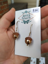 Load image into Gallery viewer, Swarovski pearl acorn earrings - champagne - Minxes&#39; Trinkets