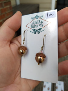 Swarovski pearl acorn earrings - champagne - Minxes' Trinkets