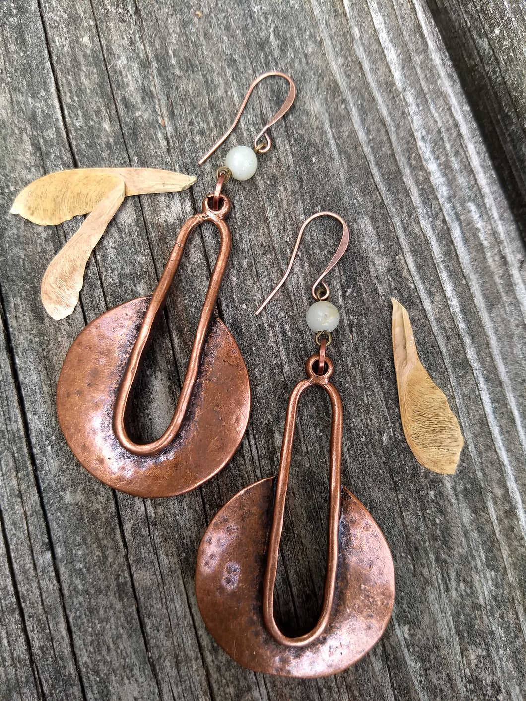 Copper statement earrings with Amazonite - Minxes' Trinkets