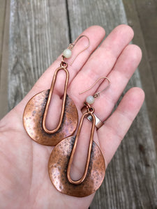 Copper statement earrings with Amazonite - Minxes' Trinkets