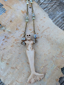 Skeleton Mermaid Necklace - Bone - Minxes' Trinkets