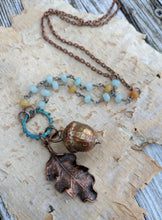 Load image into Gallery viewer, Electroformed Acorn Necklace with Jade - Minxes&#39; Trinkets
