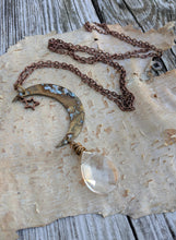 Load image into Gallery viewer, Simple Moon Long Necklace with Clear Briolette - Minxes&#39; Trinkets