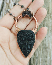Load image into Gallery viewer, Electroformed Skull and Owl Bone Planchette Necklace - Minxes&#39; Trinkets