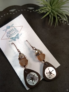 Handcrafted Mother-of-Pearl Inlay Earrings - Sand Dollar - Minxes' Trinkets