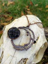 Load image into Gallery viewer, Copper Electroformed Carved Bone Moon Necklace - Minxes&#39; Trinkets