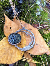 Load image into Gallery viewer, Copper Electroformed Carved Bone Moon Necklace - Minxes&#39; Trinkets