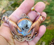Load image into Gallery viewer, Electroformed Moonstone Fortune Teller Necklace - Minxes&#39; Trinkets