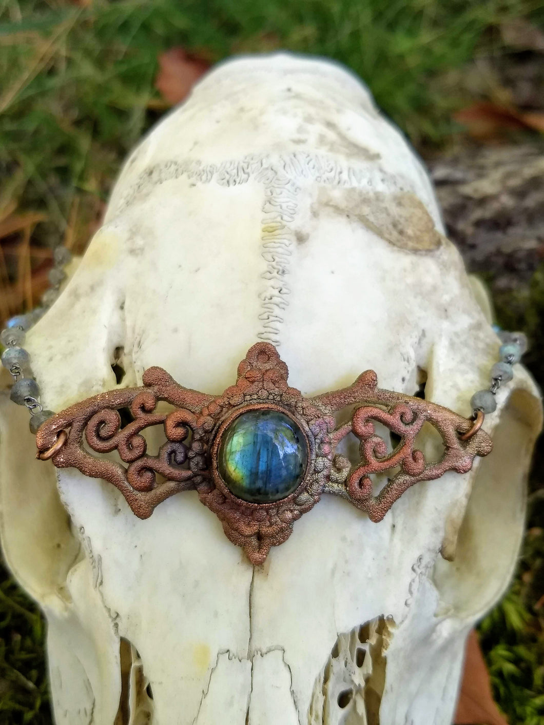 Electroformed Labradorite Bat Necklace - Minxes' Trinkets