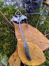 Load image into Gallery viewer, Copper Electroformed Witch Broom Besom with Bat - Minxes&#39; Trinkets