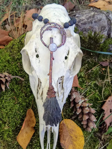 Copper Electroformed Witch Broom Besom with Moonstone - Minxes' Trinkets