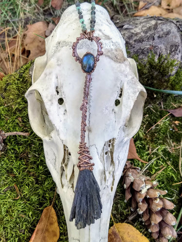 Copper Electroformed Witch Broom Besom with Labradorite - Minxes' Trinkets