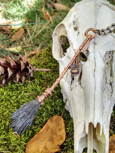 Copper Electroformed Besom - Medium with Hat and Cauldron - Minxes' Trinkets