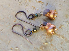 Load image into Gallery viewer, Grape Agate Copper Electroformed Cauldron Earrings - Short - Minxes&#39; Trinkets