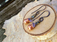 Load image into Gallery viewer, Grape Agate Copper Electroformed Cauldron Earrings - Short - Minxes&#39; Trinkets
