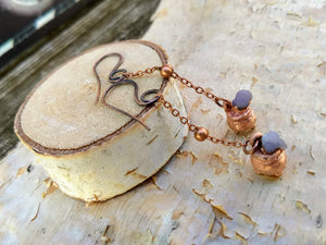 Grape Agate Copper Electroformed Cauldron Earrings - Long - Minxes' Trinkets