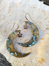 Load image into Gallery viewer, Verdigris Moon and Star Earrings - Minxes&#39; Trinkets