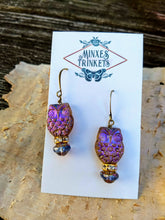 Load image into Gallery viewer, Purple Owl Augury Earrings - Minxes&#39; Trinkets