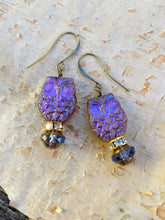 Load image into Gallery viewer, Purple Owl Augury Earrings - Minxes&#39; Trinkets