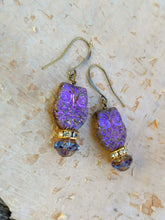 Load image into Gallery viewer, Purple Owl Augury Earrings - Minxes&#39; Trinkets