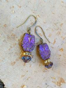 Purple Owl Augury Earrings - Minxes' Trinkets