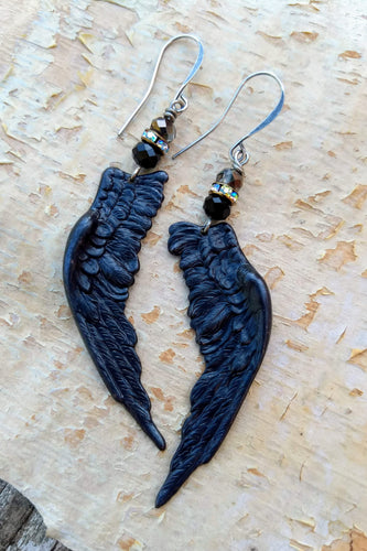 Black Wing Augury Earrings II - Minxes' Trinkets