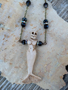 Skeleton Mermaid Necklace - Dark Water - Minxes' Trinkets