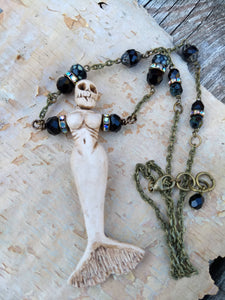 Skeleton Mermaid Necklace - Dark Water - Minxes' Trinkets
