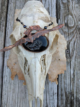 Load image into Gallery viewer, Electroformed Bat and Black Druzy Necklace - Minxes&#39; Trinkets