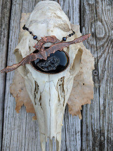 Electroformed Bat and Black Druzy Necklace - Minxes' Trinkets