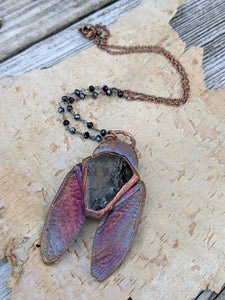 Electroformed Cicada-Winged Coffin Necklace - Dark - Minxes' Trinkets