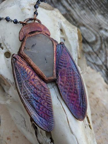 Electroformed Cicada-Winged Coffin Necklace - Light - Minxes' Trinkets