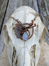 Load image into Gallery viewer, Electroformed Moonstone Spider Necklace - Minxes&#39; Trinkets