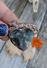 Load image into Gallery viewer, Electroformed Fox with Moss Agate Heart - Moss - Minxes&#39; Trinkets