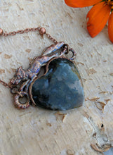 Load image into Gallery viewer, Electroformed Fox with Moss Agate Heart - Moss - Minxes&#39; Trinkets