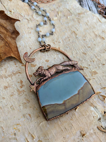 Electroformed Fox with Landscape Jasper - 'Wild on the Moors' - Minxes' Trinkets
