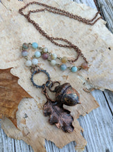 Load image into Gallery viewer, Electroformed Acorn Necklace with Amazonite - Minxes&#39; Trinkets