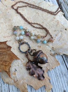 Electroformed Acorn Necklace with Amazonite - Minxes' Trinkets