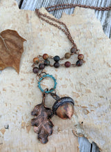 Load image into Gallery viewer, Electroformed Acorn Necklace with Cherry Creek Jasper - Minxes&#39; Trinkets