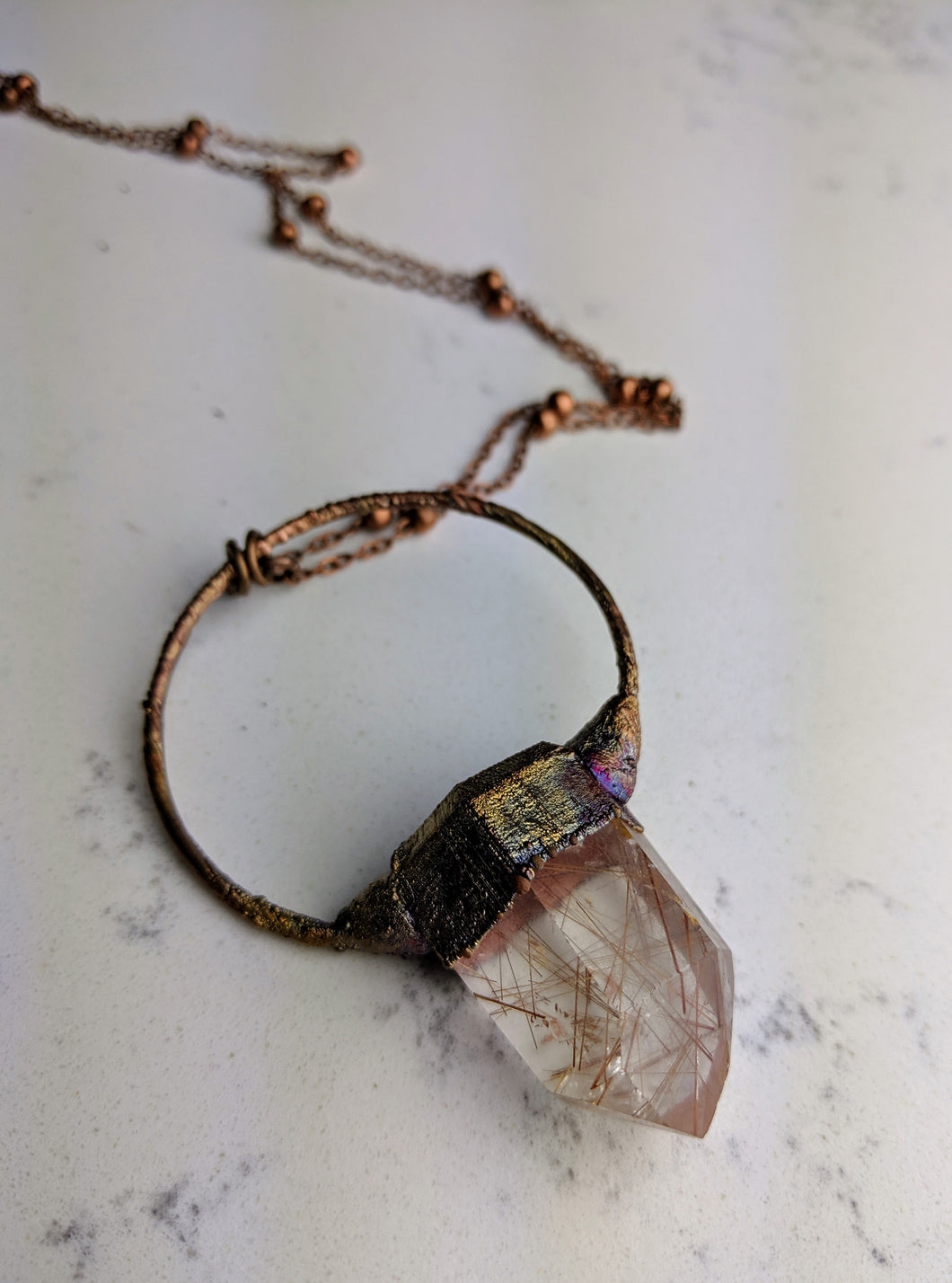 Electroformed Rutilated Quartz Necklace - Minxes' Trinkets