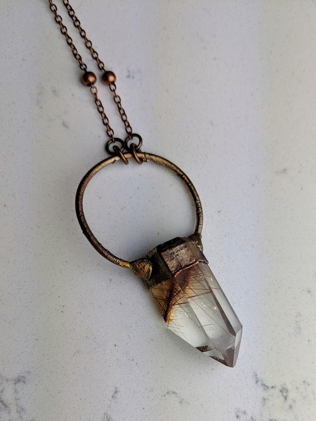 Electroformed Rutilated Quartz Necklace IV - Minxes' Trinkets