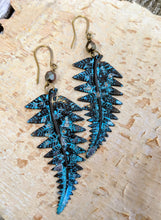 Load image into Gallery viewer, Verdigris Fall Fern Earrings - Minxes&#39; Trinkets