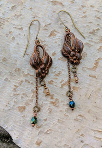 Vintage Floral Brass Earrings - Minxes' Trinkets